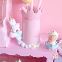 ペン立て ユニコーン 雲の上のお城 星 メルヘン (ピンク) メイクブラシ